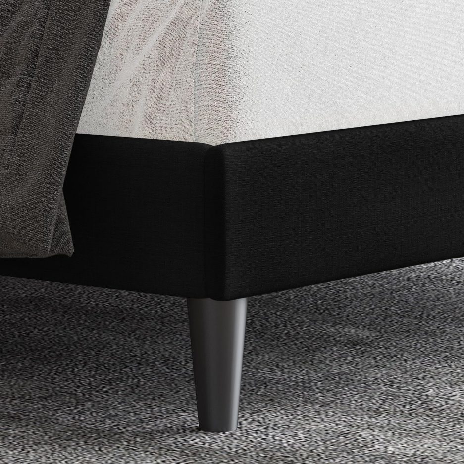 Allewie Full Size Upholstered Platform Bed Frame with Adjustable Headboard, Button Tufted, Wood Slat Support, Easy Assembly, Black - Image 8