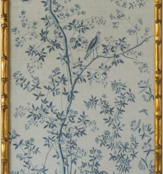 Chinese Rice Paper Print China Flower And Bird Bamboo Frame 19.5 X 35.8 Inches (B)