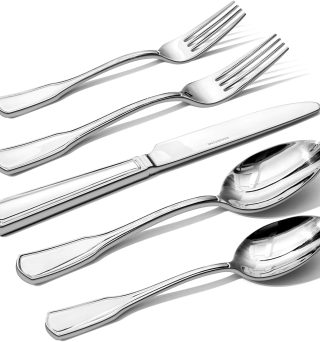 KINGSTONE 40-Piece Silverware Set, 18/10 Stainless Steel Flatware Set for 8, Tableware Cutlery Set, Utensil Sets for Home Restaurant, Mirror Finish, Dishwasher Safe